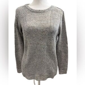 Joseph A Speckled Gray Women's ribbed knit crewneck Silk Sweater, PM
